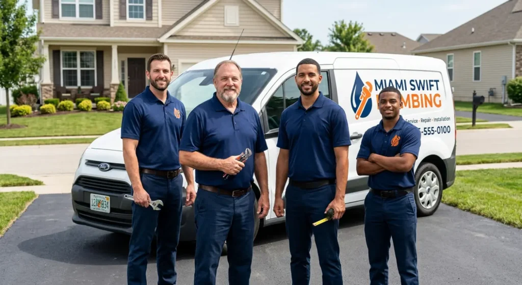 Miami Swift Plumbing team standing in front of their service van